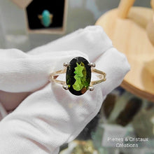 Cargar imagen en el visor de la galería, Tourmaline verte sur bague en argent
