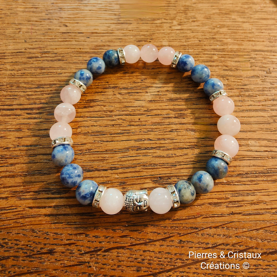 Bracelet Quartz rose et Sodalite