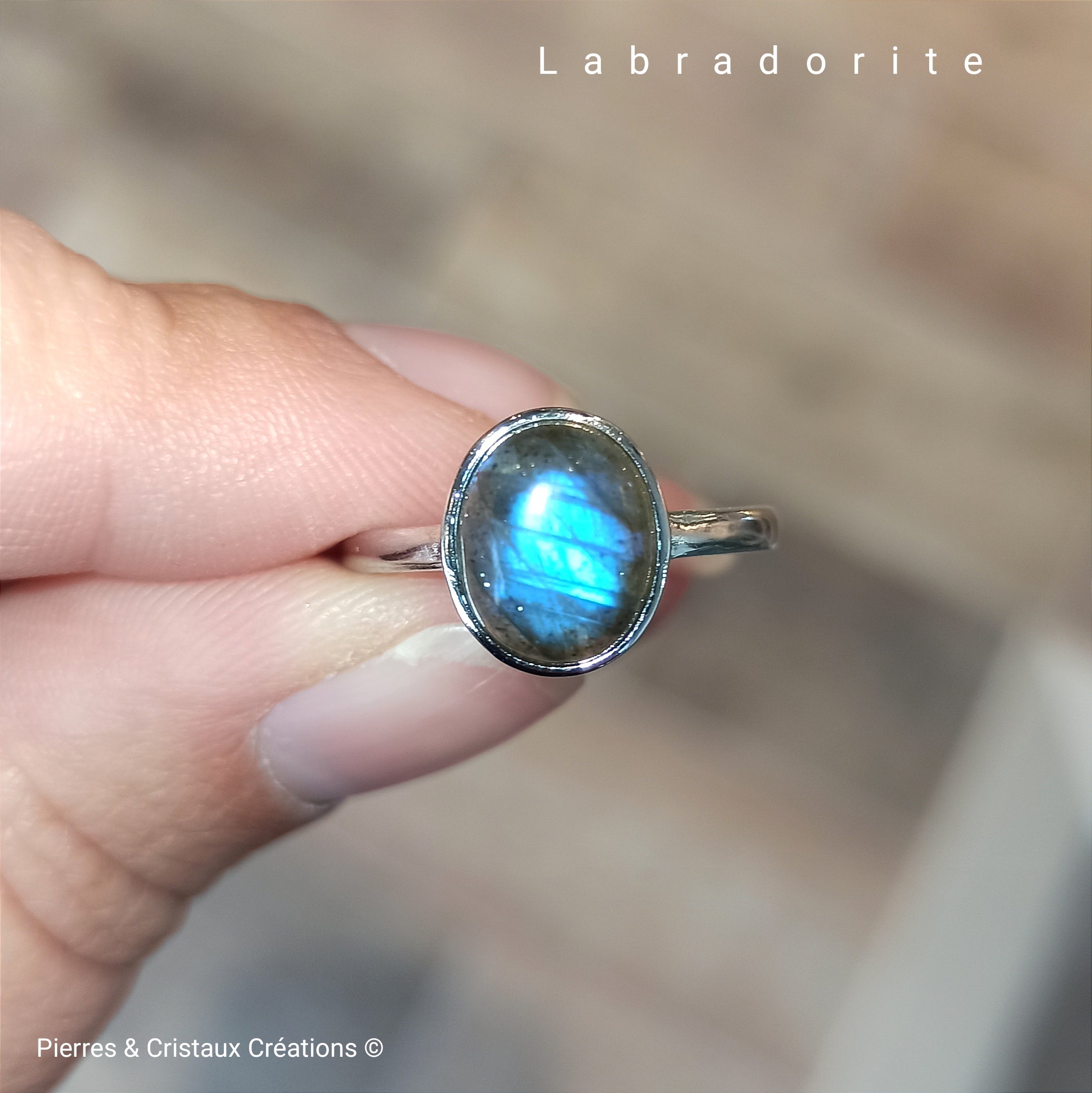 Bague r glable Labradorite Pierres Cristaux Cr ations